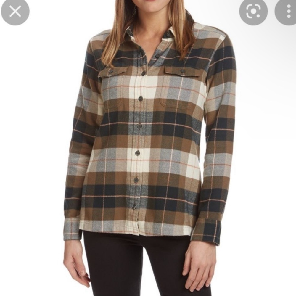Patagonia Fjord Brown Button Down flannel long sleeve organic cotton shirt sz 2 - Picture 11 of 11